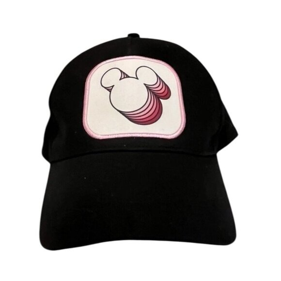 Disney Mickey Mouse Baseball Hat Black White Patch Embroidery - Adjustable Cap - Picture 1 of 6